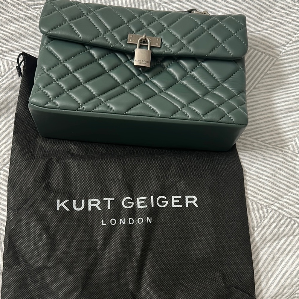 Kurt Geiger Dark Green Quilted Crossbody Bag